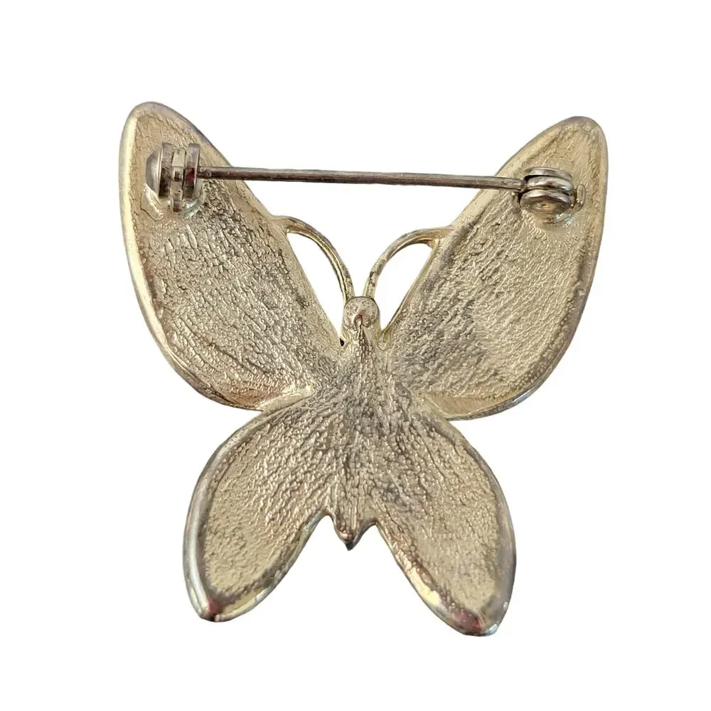 Vintage Butterfly Brooch Lot Enamel Rhinestone Gold Tone Pin Yellow Blue